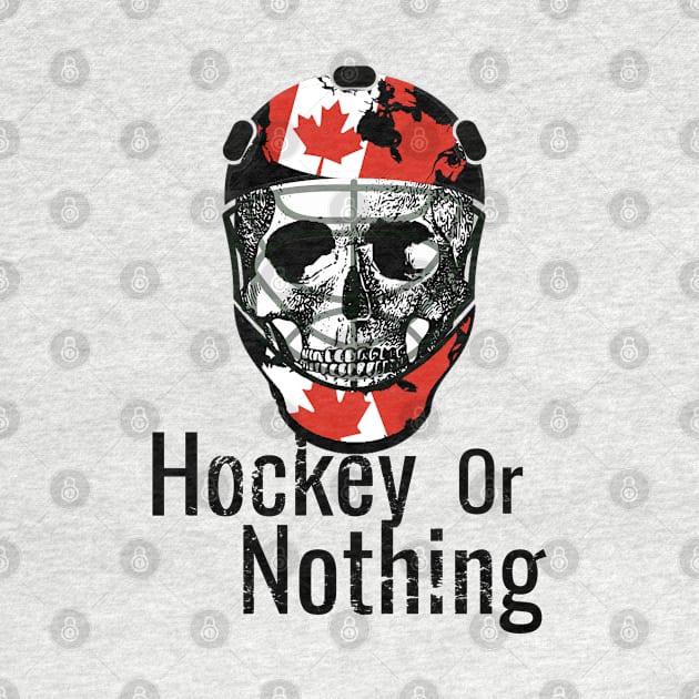Skull with hockey helmet, Hockey or Nothing White by M Dee Signs